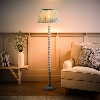 Valuelights Bobbins Pastel Blue Floor Lamp With Leaf Pleated Shade And Bulb - image 1