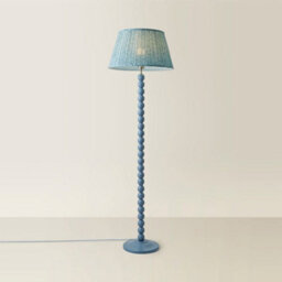 Valuelights Bobbins Pastel Blue Floor Lamp With Leaf Pleated Shade And Bulb - thumbnail 4