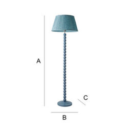 Valuelights Bobbins Pastel Blue Floor Lamp With Leaf Pleated Shade And Bulb - thumbnail 7