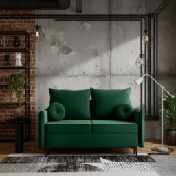 Leon Small Mdf Sofa Bed With Dl Fold Out Bonell Springs Metal Legs Storage Living Room 145X94X101Cm Green - thumbnail 1