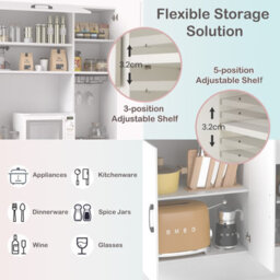 Costway 167Cm Tall Pantry Cabinet With Hutch Freestanding Kitchen Buffet Cupboard-White - thumbnail 6