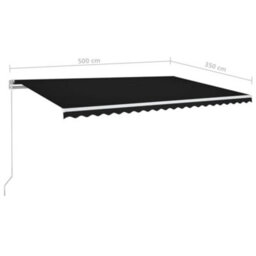 Berkfield Manual Retractable Awning With Led 500X350 Cm Anthracite - thumbnail 7