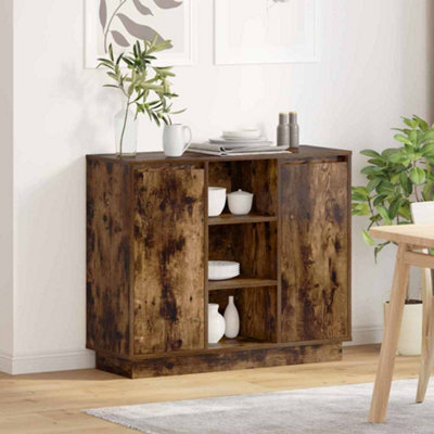 Berkfield Sideboard With Led Smoked Oak 90X32X75 Cm Engineered Wood - image 1