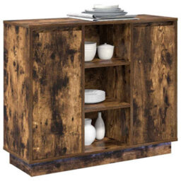 Berkfield Sideboard With Led Smoked Oak 90X32X75 Cm Engineered Wood - thumbnail 3