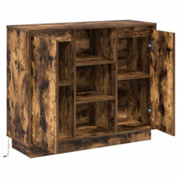 Berkfield Sideboard With Led Smoked Oak 90X32X75 Cm Engineered Wood - thumbnail 6