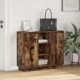 Berkfield Sideboard With Led Smoked Oak 90X32X75 Cm Engineered Wood - thumbnail 5