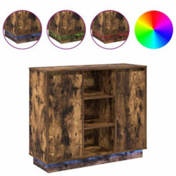 Berkfield Sideboard With Led Smoked Oak 90X32X75 Cm Engineered Wood - thumbnail 4