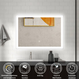 Probaty Bathrooms Bathroom Mirror 3-Colour Led 80X60Cm With Anti-Fog And Memory Function,backlit Wall Vanity Mirror,touch Sensor Switch,ip44 - thumbnail 2