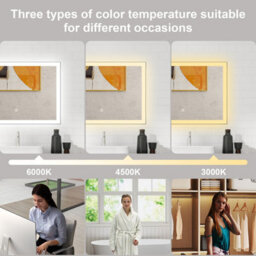 Probaty Bathrooms Bathroom Mirror 3-Colour Led 80X60Cm With Anti-Fog And Memory Function,backlit Wall Vanity Mirror,touch Sensor Switch,ip44 - thumbnail 4