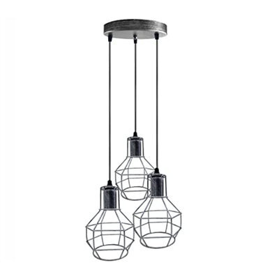 Modern Retro 3 Way Ceiling Pendant Light Cluster Nest Cage Light Fitting Rustic Lampshade Style Home E27 Lighting Kit - image 1