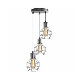 Modern Retro 3 Way Ceiling Pendant Light Cluster Nest Cage Light Fitting Rustic Lampshade Style Home E27 Lighting Kit - thumbnail 8