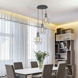 Modern Retro 3 Way Ceiling Pendant Light Cluster Nest Cage Light Fitting Rustic Lampshade Style Home E27 Lighting Kit - thumbnail 4