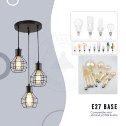 Modern Retro 3 Way Ceiling Pendant Light Cluster Nest Cage Light Fitting Rustic Lampshade Style Home E27 Lighting Kit - thumbnail 7