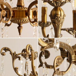 Vrygle 80Cm French Country Crystal Chandeliers Ceiling Light 8 Lights Vintage Pendant Light For Living Room E14 - thumbnail 6