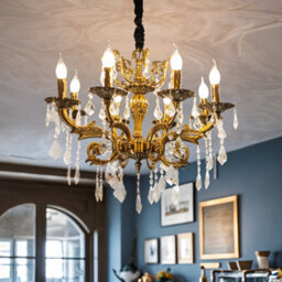 Vrygle 80Cm French Country Crystal Chandeliers Ceiling Light 8 Lights Vintage Pendant Light For Living Room E14 - thumbnail 8