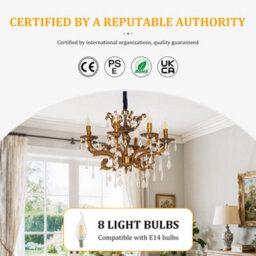 Vrygle 80Cm French Country Crystal Chandeliers Ceiling Light 8 Lights Vintage Pendant Light For Living Room E14 - thumbnail 5