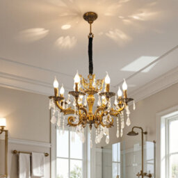 Vrygle 80Cm French Country Crystal Chandeliers Ceiling Light 8 Lights Vintage Pendant Light For Living Room E14 - thumbnail 1