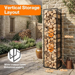 Levede Log Stores Outdoor Wood Storage Basket Iron Firewood Rack,black - thumbnail 7