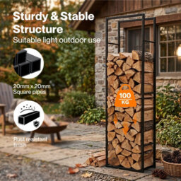Levede Log Stores Outdoor Wood Storage Basket Iron Firewood Rack,black - thumbnail 6