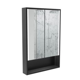 Sensio Sydney Matt Black Wall-Mounted Illuminated Mirrored Bathroom Cabinet (W)600mm (H)900mm - thumbnail 2