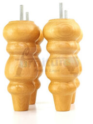 L&F Solid Wood Turned Furniture Feet 200mm High Oak Stain Finish Replacement Legs Set Of 4  M8 Pkc220L - thumbnail 3