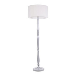 Valuelights Victoria Traditional Grey Wood Candlestick Floor Lamp With White Drum Shade - thumbnail 2
