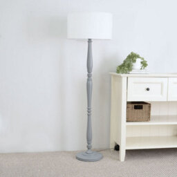 Valuelights Victoria Traditional Grey Wood Candlestick Floor Lamp With White Drum Shade - thumbnail 5