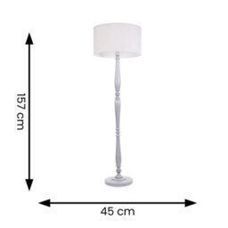Valuelights Victoria Traditional Grey Wood Candlestick Floor Lamp With White Drum Shade - thumbnail 6