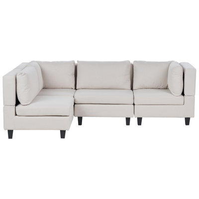 Beliani Modular Corner Sofa 4 Seater Unstad Fabric Light Beige Right Hand - image 1