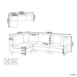 Beliani Modular Corner Sofa 4 Seater Unstad Fabric Light Beige Right Hand - thumbnail 3