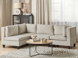 Beliani Modular Corner Sofa 4 Seater Unstad Fabric Light Beige Right Hand - thumbnail 2