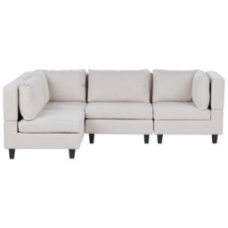 Beliani Modular Corner Sofa 4 Seater Unstad Fabric Light Beige Right Hand - thumbnail 1