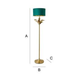 Valuelights Christina Green Velvet With Gold Inner Drum Shade Gold Palm Leaf Floor Lamp - thumbnail 7