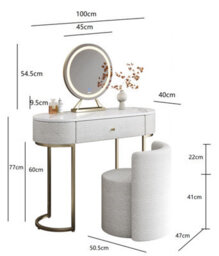 CARME Home Macy Bouclé Dressing Table With Evie Led Mirror & Lottie Bouclé Stool - thumbnail 9