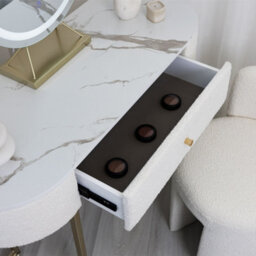 CARME Home Macy Bouclé Dressing Table With Evie Led Mirror & Lottie Bouclé Stool - thumbnail 2
