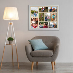 AK Frames 20X16 Silver Sleek Multi Photo Frame With Ivory Mount - Holds 9 Apertures (2X) 7X5, (7X) 6X4 Photos - thumbnail 3