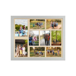 AK Frames 20X16 Silver Sleek Multi Photo Frame With Ivory Mount - Holds 9 Apertures (2X) 7X5, (7X) 6X4 Photos - thumbnail 1