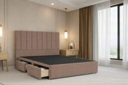 "Nexus Kyoto Plush Divan, Mink, 54"" Headboard, 2 Drawers Same Side, Open Coil Mattress, Small Single" - thumbnail 4