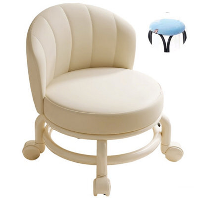 White Short Wheeled Stool For Shoe Changing, Cleaning, Compact Outdoor - image 1
