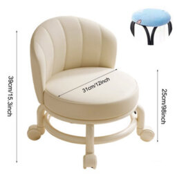 White Short Wheeled Stool For Shoe Changing, Cleaning, Compact Outdoor - thumbnail 2