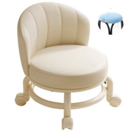 White Short Wheeled Stool For Shoe Changing, Cleaning, Compact Outdoor - thumbnail 1