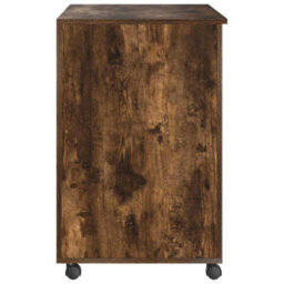Berkfield Modern Brown Computer Desk Smoked Oak Engineered Wood Compact Drawers - thumbnail 7