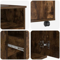 Berkfield Modern Brown Computer Desk Smoked Oak Engineered Wood Compact Drawers - thumbnail 9