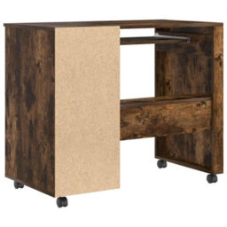 Berkfield Modern Brown Computer Desk Smoked Oak Engineered Wood Compact Drawers - thumbnail 8