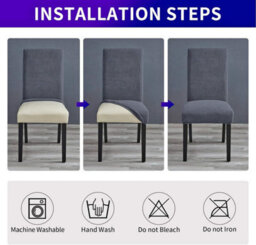 4 Pack Dining Chair, Stretchable, Padded Chair Cover, Dining Chair Cover For Home, Khaki - thumbnail 5