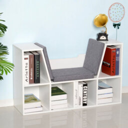 Children Kids Bookcase Storage Bookshelf Toy Organizer Rack With 6 Shelves And Seat, Display Shelf For Bedroom, Playroom, Nursery - thumbnail 6
