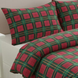 Thermal Flannelette Tartan Duvet Cover Set Warm Brushed Cotton Bedding Red - thumbnail 2