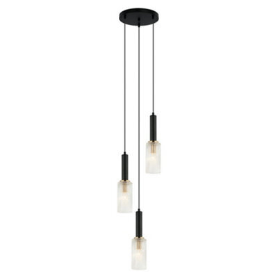 Luminosa Lighting Luminosa Modern Hanging Pendant Black, Gold 3 Light , E14