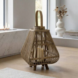 Garden Greatness Small Bamboo Led Lantern Woven - thumbnail 2