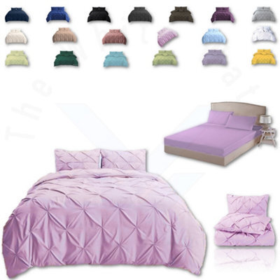 TheWhiteWater Limited Pintuck Duvet Cover Set + Matching Pillowcases With Bedsheet - 3In1 Hotel Style Bedding Set - Pink - image 1